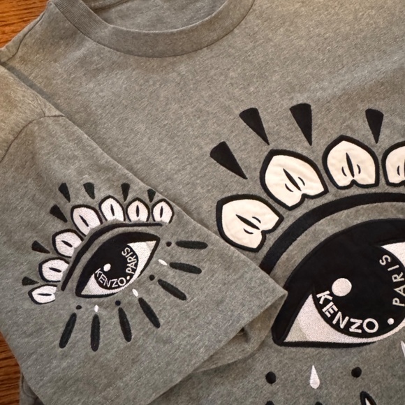 Kenzo PARIS Black Eye Embroidered Cotton Crewneck T Shirt UNISEX L - Picture 2 of 3